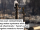 Water runs from a pipe where a home once stood in the Pacific Palisades community of Los Angeles in January 2025. Jay L. Clendenin/Getty Images